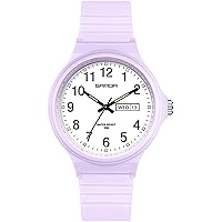 Waterproof Watches for Women White Ladies Female Easy to Read with Second Calendar Day Date Hand Analog Quartz Wrist Watch Luminous Colorful Simple Minimalist Design