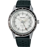 Seiko SSK011 SSK011 Style 60's GMT Presage Automatic Watch, Made in Japan, Black Leather, Overseas Model, Classic