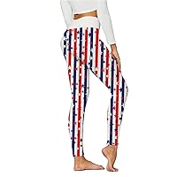 Women's Patriotic Tummy Control Sports Leggings USA Flag High Waisted Yoga Pants Tights Skimpy Booty Lifting Exercise