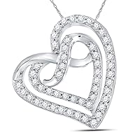 The Diamond Deal Sterling Silver Womens Round Diamond Infinity Heart Pendant 1/3 Cttw