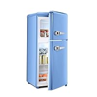 Retro Mini Refrigerator, 4 Cu. Ft. Small Fridge with Freezer, 2-Door Retro Compact Refrigerator with Adjustable Thermostat,Removable Shelves for Bedroom,Kitchen,Office,Dorm(Blue)