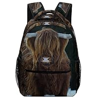 Laptop Backpack for Traveling Winter Scottish Highland Cow Carry on Business Backpack for Men Women Casual Daypack Hiking Sporting Bag