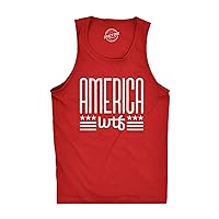 Mens America WTF Fitness Tank Funny 4th of July Independence Day What The F*ck Graphic Tanktop