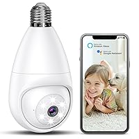 2K Light Bulb Security Camera - 4MP Light Socket Security Camera for Light Bulb Pet Camera Built-in 360° PTZ AI Techcial & Night Vision & Motion Detection (1Pack 2.4GHz with No SD Card)