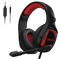 Anivia Gaming Headset with Noise Isolating Microphone, HD Stereo Sound for PS4/PS5 Xbox Switch PC (Red, Wired 3.5mm Jack)