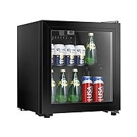 HAILANG Beverage Refrigerator With 60 Can,Freestanding Beverage Cooler For Office, Bar,Home|Double Glass Door&Adjustable Shelving (1.6 Cu.Ft)…