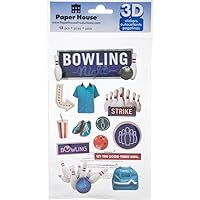PAPER HOUSE PRODUCTIONS 3D STICKERS BOWLING, Blue, Red, White