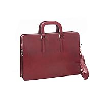 Unisex Briefcase-Business bag-documents and PC bag leather Made in Italy by Italian leather house (Dark red)