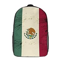 Retro Mexico Flag 17 Inches Unisex Laptop Backpack Lightweight Shoulder Bag Travel Daypack