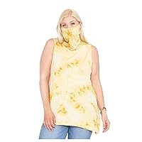 Women's Plus Size Tie Dye Sleeveless Tunic Tank Top Cowl Neck Face Covering