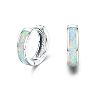 Women's Creole Earrings, 925 Sterling Silver, Synthetic Opal Earrings, Small Hoop Earrings, Hoop Earrings, Children’s Day Gifts for Daughters, Children, Girls