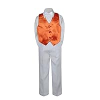 4pc Baby Toddler Boy Teen Formal Suit White Pants Shirt Vest Bow tie Set SM-4T