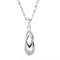 925 Silver White Diamond and Cubic Zirconia Pendant Necklace, 18'' (G-H, SI1-SI2)