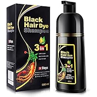 Instant Black Hair Color Shampoo for Gray Hair, Easy Hair Dye Shampoo,Hair Dye Shampoo Semi-Permanent Herbal Ingredients,for Women & Man, Ammonia-Free, Fast Acting and Long Lasting (Black)