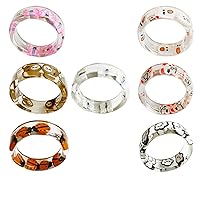 8 Pieces Fruit Rings Set Colorful Acrylic Resin Chunky Rings for Women and Teen Girl Trendy Y2K Style Unique Plastic Summer Knuckle Strawberry Transparent Stacking Rings