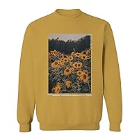 VICES AND VIRTUES 0405. Aesthetic Cute Floral Sunflower Botanical Print Graphic Fashion men's Crewneck Sweatshirt