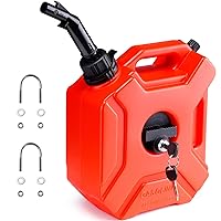 VEVOR Transfer Tank, 1.3 Gallon/5L, Tank with Spout and Lockable Bracket, Storage Transfer Container, Auto-Off Function & Adjustable Flow Rate, Compatible with Most Cars Motorcycle SUV ATV UTV, Red