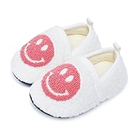 Kids Slippers Toddler Smile Face House Slippers Indoor Home Non-Slip Rubber Sole Shoes Warm Cozy Socks