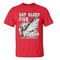 Fishing Eat Sleep Fish Repeat Funny Outdoors Novelty Short Sleeve T-Shirt Fisherman Bass Trout Catfish Crappie Walleye