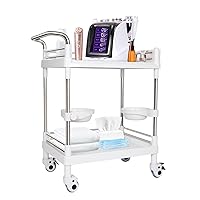 Mobile Utility Cart with Wheels Professional Medical Trolley Cart 220 Lbs Load Plastic and Stainless Steel Esthetician Storage Cart with Basins and Kegs for Beauty Salon Hospital Clinic Home