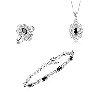 Rylos Matching Jewelry Hugs & Kisses Infinity Set: Sterling Silver Tennis Bracelet, Ring & Necklace. Gemstone & Diamonds, 7-8