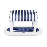FUNBOY Giant Floating Navy Cabana Stripe Drink Station, Removable Fabric Shade with Fringe, Perfect for Parties, Table-top Decorations and in-Pool Refreshments.