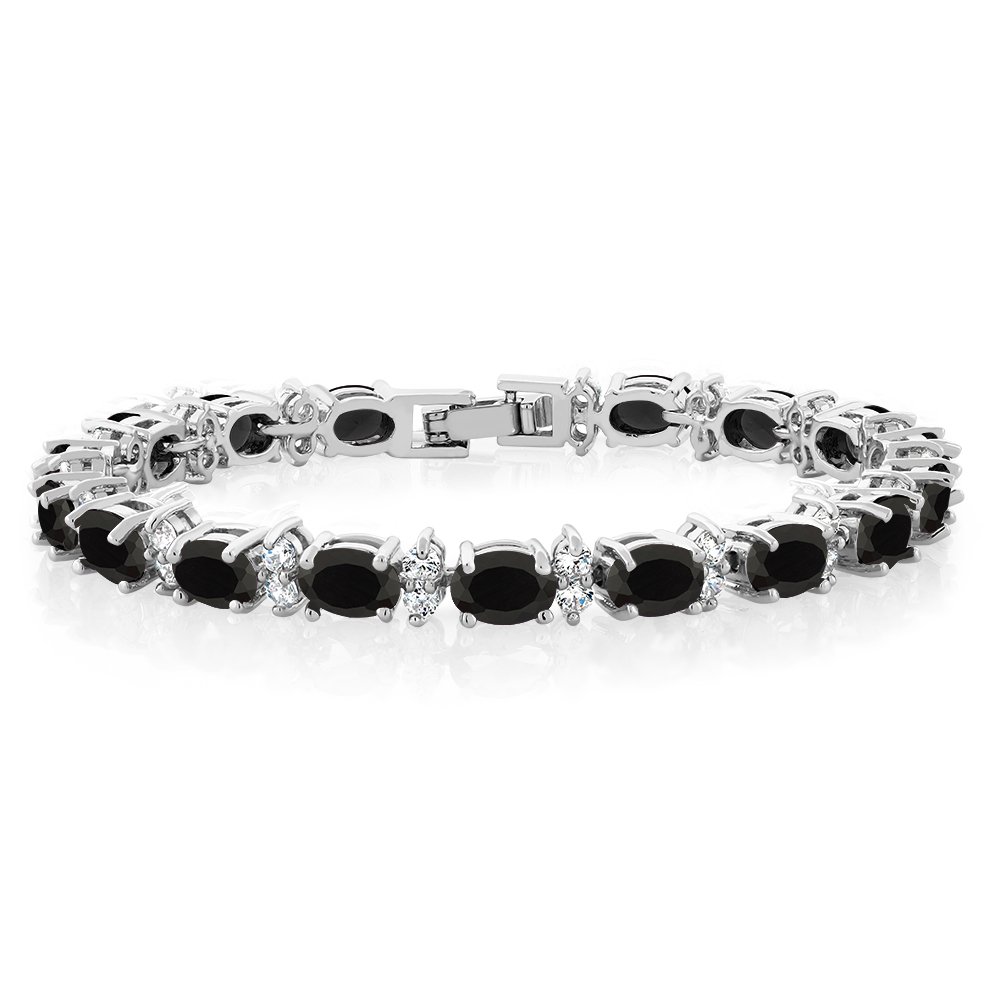 Gem Stone King 20.00 Ct Gorgeous Oval and Round 7 Inch Sparkling Cubic Zirconia CZ Tennis Bracelet For Women