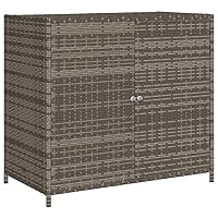 vidaXL Patio Storage Cabinet - Outdoor Organizer, Poly Rattan, Powder-Coated Steel, Magnetic Closure, Gray, 32.7