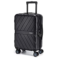 BAGSMART Carry On Luggage 22x14x9 Airline Approved With TSA Lock, 1OO% Polycarbonate Hardside Luggage with Spinner Wheels, Durable Hard Shell Carry On Suitcase 20 inch Black