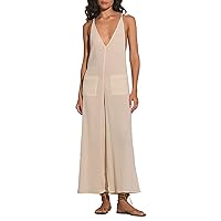 ELAN Woven Jumpsuit Cover-Up S, Sand