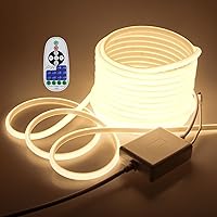 COB Outdoor LED Strip Lights Waterproof 50ft Dimmable LED Rope Light with Remote AC 110V~120V Cuttable Flexible FCOB COB Light Strip Warm White 3000K for Garden Building Commerical Decor
