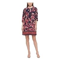 Vince Camuto Womens Plus Floral Print Knee Shift Dress Navy 18W