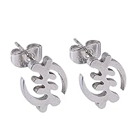 Stainless Steel Adinkra Gye Nyame Symbols of West Africa Design Earrings