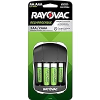 Rayovac AA and AAA Batteries, Double A and Triple A Rechargeable Batteries with Battery Charger, 2 Count Each