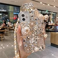 Luxury Bling Phone Case for Samsung Galaxy Note 20 5G Perfume Bottle Case with Strap, Rhinestone Case, Glitter Diamond Cell Phone Back Cover for Galaxy Note 20 (E)
