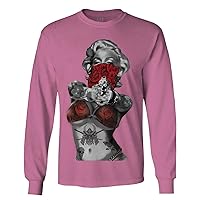 0333. Marilyn Monroe Gangster Red Rose Cool Graphic Hipster Red Roses Summer Long Sleeve Men's