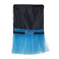Tutu Dance Cinch Bag, Ballerina Party Favor Backpack, Dance Bags for Girls, Princess Birthday Bags - Black/Turquoise CA2500TUTU