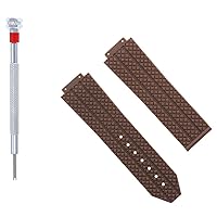 Ewatchparts 24MM RUBBER WATCH STRAP BAND COMPATIBLE WITH HUBLOT 44-45MM BIG BANG + SCREWDRIVER BROWN