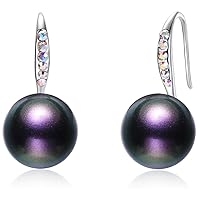 Drop Earrings Made with Crystal Pearls from Swarovski, Gifts for Women, Multi Color, Silver-Tone