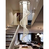 Stair Lights Spiral Crystal Chandelier Clear Raindrop LED Ceiling Lights Flush Mount Chandeliers for Living Room, Hotal, Hallway, Entryway, Romantic Wedding Stair Lighting