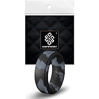 Knot Theory Step Edge Silicone Rings for Men - Breathable 9mm Rubber Wedding Band in Black, Gold, Silver, Blue, Green, or Red