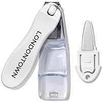 LONDONTOWN Flex Cut Nail Clippers with Removable Nail File, 360° Degree Rotating Swivel Head for Fingernails Toenails, Sharp Stainless Steel Precision Curved Cutters