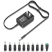 UL Listed 20V 1.5A 1A Charger Switching Power Supply 20V 30W Max AC Adapter 20 Volt 1500mA 1000mA 800mA 500mA Regulated Transformer Cord with 10 Interchangeable Jacks DC Adaptor Plug