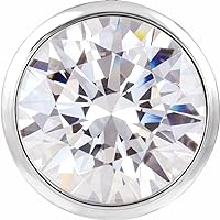 14k White Gold Round Natural Diamond 3.5mm 0.17 Carat I1 G h Polished 1/6 Bezel set Pendant Necklace Slide Jewelry for Women