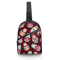 Colorful Cute Russian Dolls Foldable Sling Backpack Travel Crossbody Shoulder Bags Hiking Chest Daypack