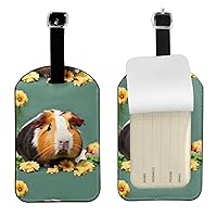 Flower Guinea Pig Luggage Tag Hang Tag, 1 Piece Luggage Tag, Leather Luggage Tag, for Suitcase and Travel Bag