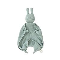 Organic Cotton Bunny Loveys for Babies,Newborn Baby Lovey Security Blanket,Lovies for Babies New Born Baby Unique Neutral Gifts Boys and Girls (Bunny-Green)