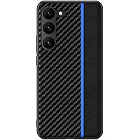 Case for Samsung Galaxy S23/S23 Plus/S23 Ultra, Carbon Fiber Texture Premium PU Leather Soft TPU Bumper Slim Case Shockproof Protective Phone Cover,S23 Plus,Blue