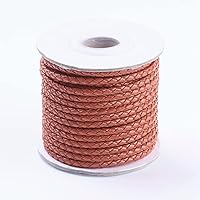 10.93 Yards 3mm Round Braided Cowhide Cords Chocolate Genuine Braided Leather Cords for Bracelet Necklace Jewelry Making