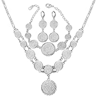 WELRDFG Wedding Women's Jewelry Sets 18K Stamps and Coins Antique Earrings Bracelet Necklace Set